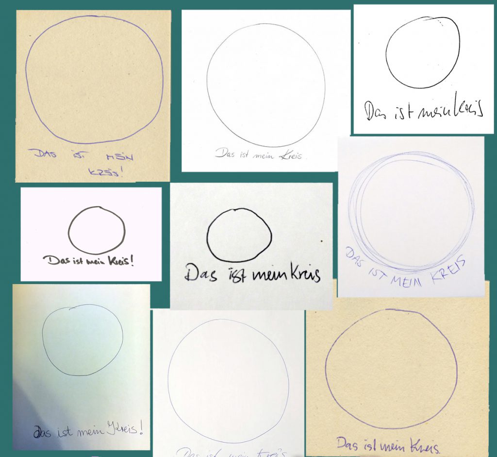 Kreise geziechnet stift auf Papier experiment jeder zeichnet einen Kreis