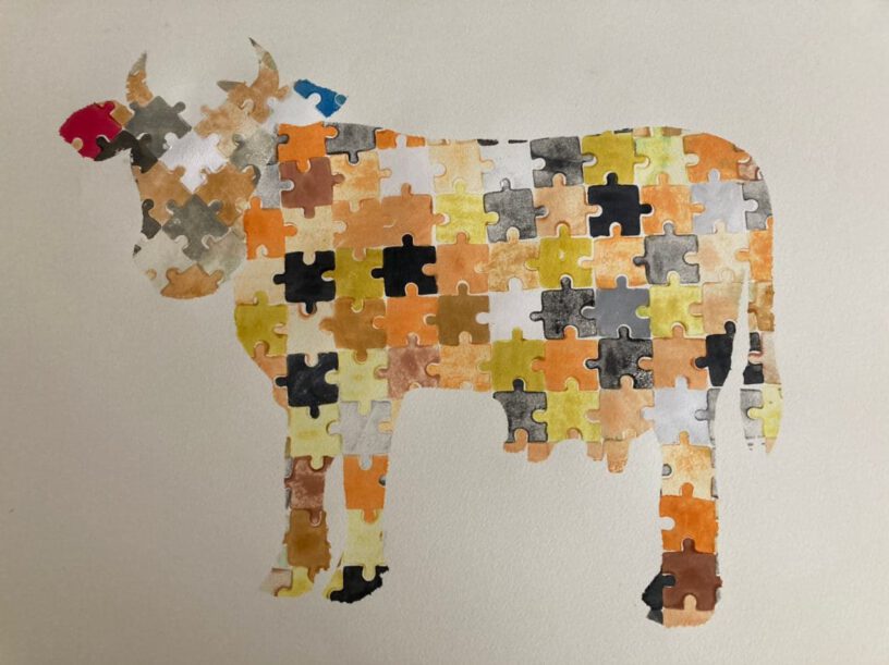 aktionskunst soziale Plastik Kuh Puzzlekuh